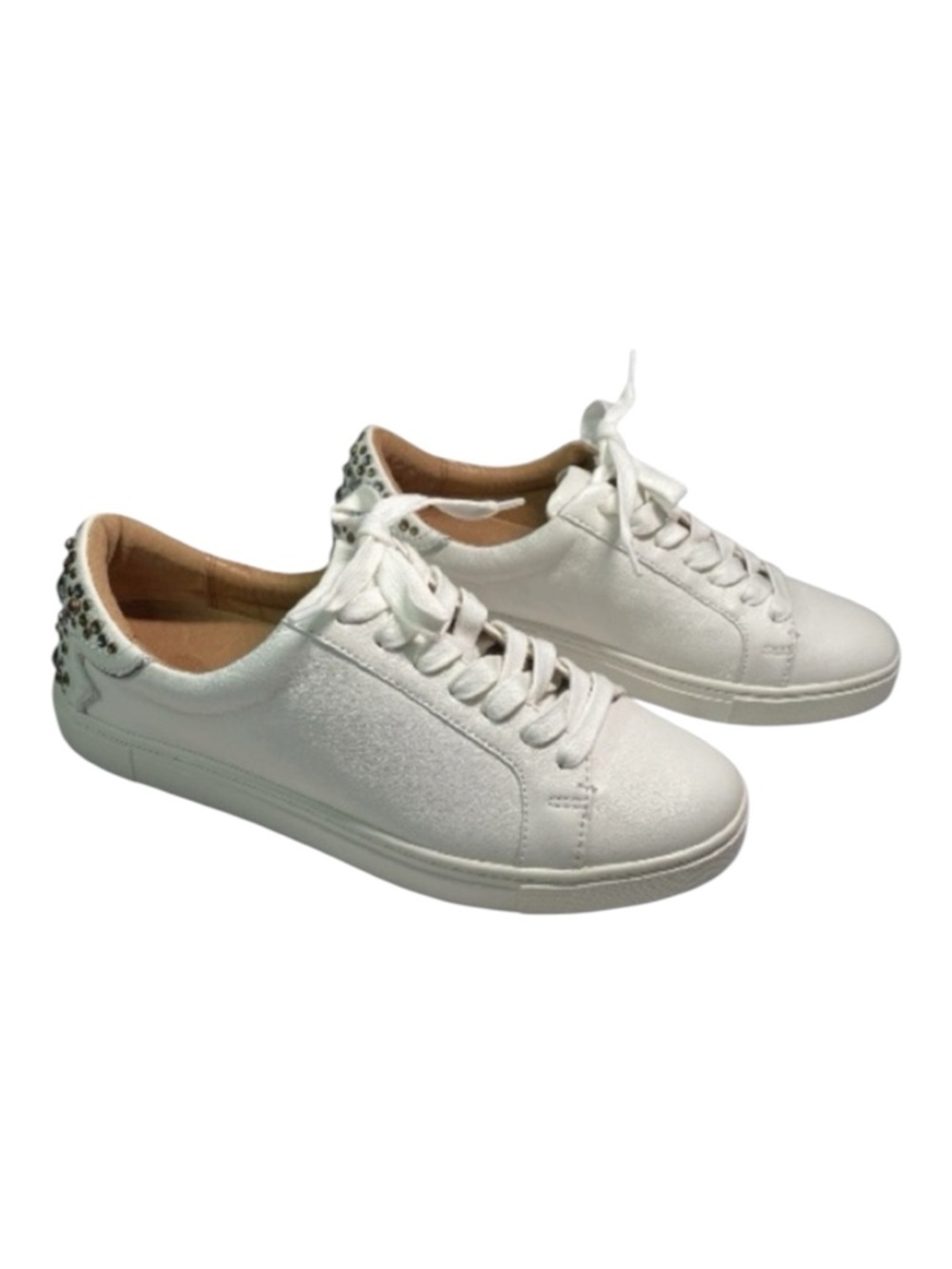 New Frye Ivy Low Lace Leather Sneakers Size 8 Studded Heel White Lace Ups